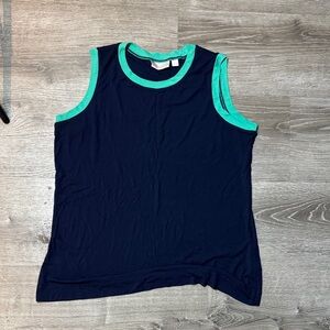 Belle by Kim Gravel Navy and Aqua Muscle Tee